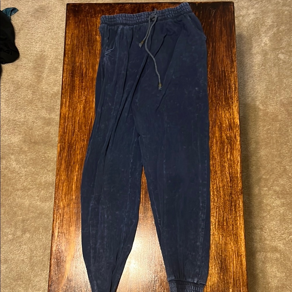 Cathy Jean Blue Jogger Sweatpants with Elastic Cuffs
